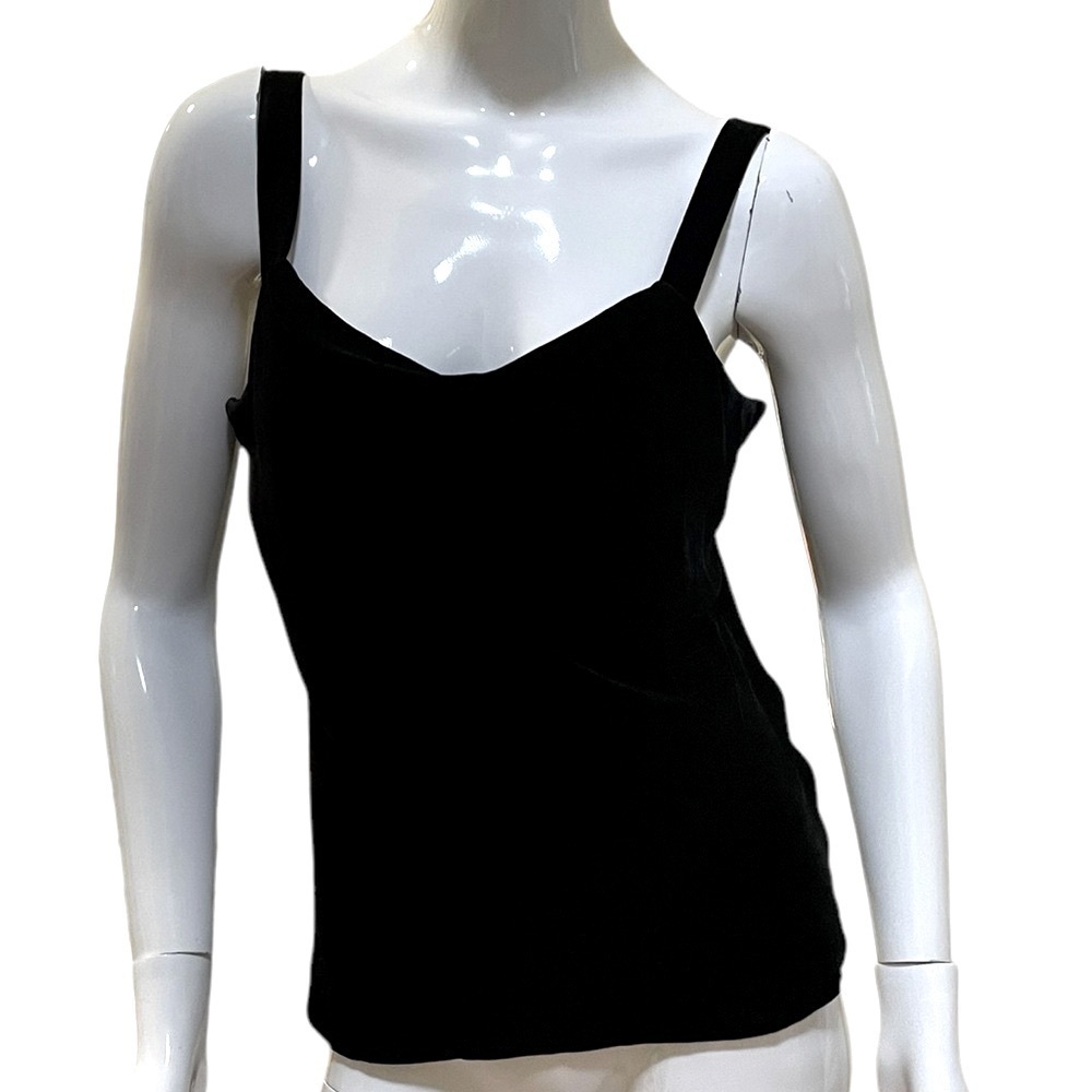 Jason Wu Collection Black Drape Scoop Neck Velvet like Sleeveless Top Medium